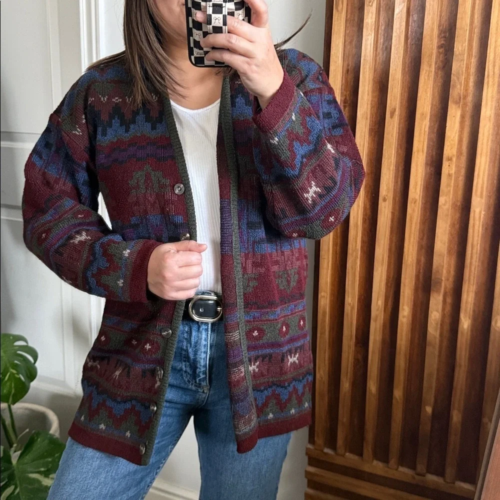 VINTAGE le Moda Southwestern Print Cardigan.‎ Size M